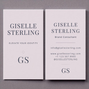 Roos Quartz Paarse Monogram Elegant Minimalist Visitekaartje