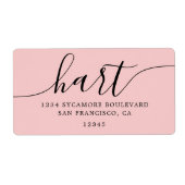 Roos Quartz Pink Script Family Retouradres Etiket (Voorkant)