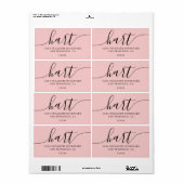 Roos Quartz Pink Script Family Retouradres Etiket (Full Sheet)
