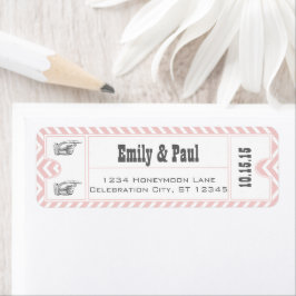 ROOS QUARTZ PINK Weddenschap Save the Date TICKET Etiket