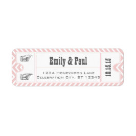 ROOS QUARTZ PINK Weddenschap Save the Date TICKET Etiket
