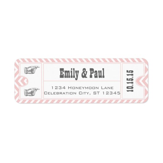 ROOS QUARTZ PINK Weddenschap Save the Date TICKET Etiket (Voorkant)