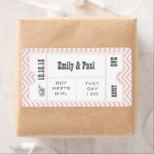 ROOS QUARTZ PINK Weddenschap Save the Date TICKET Etiket (Insitu)