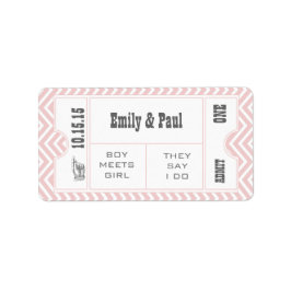 ROOS QUARTZ PINK Weddenschap Save the Date TICKET Etiket