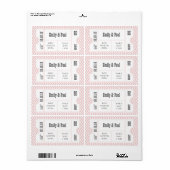 ROOS QUARTZ PINK Weddenschap Save the Date TICKET Etiket (Full Sheet)