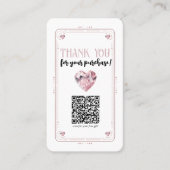 Roos Quartz Roze Hart Kristal Social Media QR Visitekaartje (Voorkant)