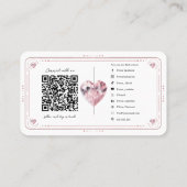 Roos Quartz Roze Hart Kristal Social Media QR Visitekaartje (Achterkant)