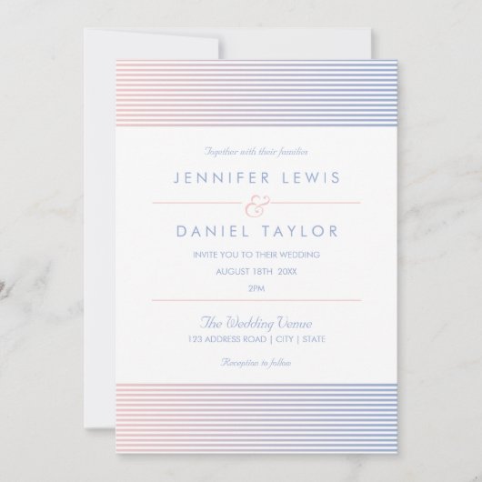 Roos Quartz & Serenity Ombré Stripe Wedding Kaart (Voorkant)