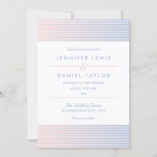 Roos Quartz & Serenity Ombré Stripe Wedding Kaart