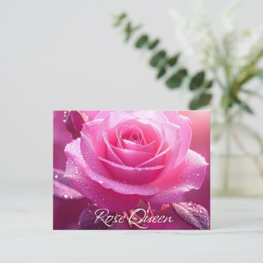 Roos Queen (roze editie) Briefkaart (Staand voorkant)