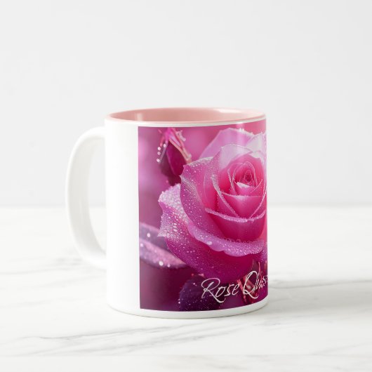 Roos Queen (roze magenta editie) Tweekleurige Koffiemok (Voorkant links)
