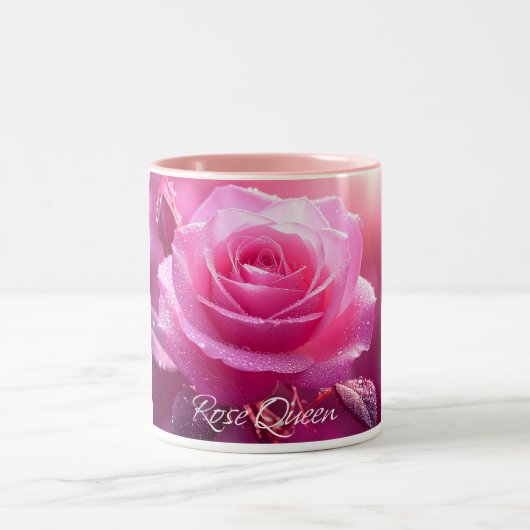 Roos Queen (roze magenta editie) Tweekleurige Koffiemok (Center)