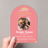 Roos Quinceañera Celebration Acryluitnodiging Acryl Uitnodigingen (Insitu (Draagbaar))