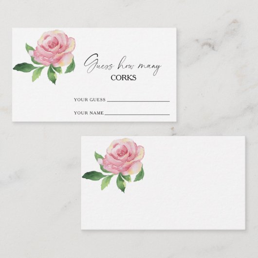 Roos - raad hoeveel kurken bruidsspel informatiekaartje (Voorkant / Achterkant)