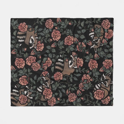 Roos Raccoons Fleece Deken (Voorkant (Horizontaal))