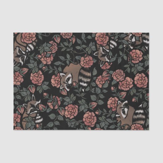 Roos Raccoons Tissuepapier (Voorkant)