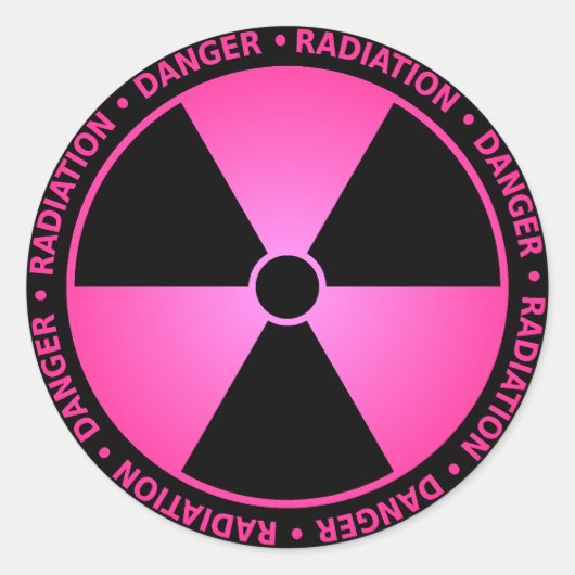 Roos-radiatiesymbool sticker met tekst (Voorkant)