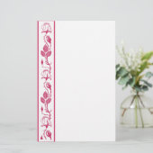 Roos-rand Briefpapier (Staand voorkant)