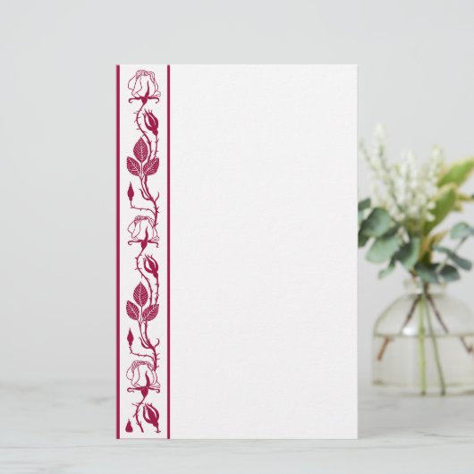 Roos-rand Briefpapier (Staand voorkant)