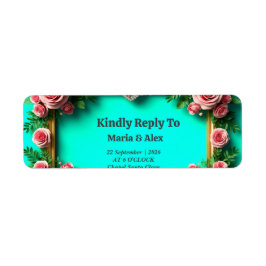 🌸 Roos Rand Bruiloft Met Turquoise Kleuren 🌸 Etiket