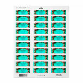🌸 Roos Rand Bruiloft Met Turquoise Kleuren 🌸 Etiket (Full Sheet)