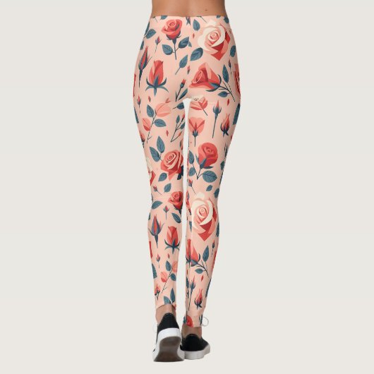 Roos-rapsodiepatroon Leggings (Achterkant)