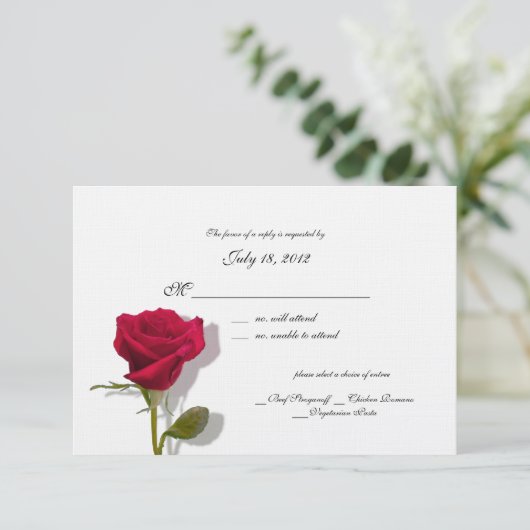 Roos-reactiekaart RSVP Kaartje (Staand voorkant)