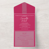 Roos Red All in One Wedding Invitation Uitnodiging (Binnen)