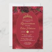 Roos Red Gold Luxury Butterfly Quinceanera Kaart (Voorkant)