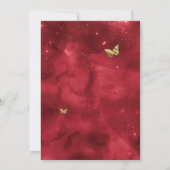 Roos Red Gold Luxury Butterfly Quinceanera Kaart (Achterkant)