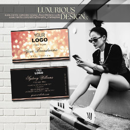 Roos Red Golden Glitter en Logo Elegant Zwart Visitekaartje