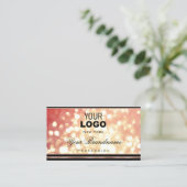 Roos Red Golden Glitter en Logo Elegant Zwart Visitekaartje (Staand voorkant)