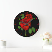 Roos Red Illustration Wall Clock Grote Klok (Huis)