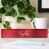 Roos Red Ombre Folie Modern penseelscript Naambordje