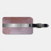 Roos Red Snakeskin Digital Leather Silver Metal Bagagelabel (Achterkant horizontaal)