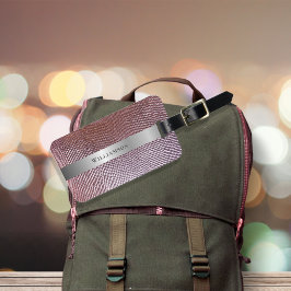 Roos Red Snakeskin Digital Leather Silver Metal Bagagelabel