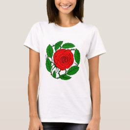 Roos Red T-Shirt voor vrouwen. Lange hobbels
