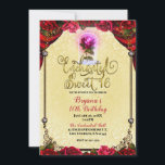 Roos Reds Yellow & Gold Sweet 16 16th Party Kaart<br><div class="desc">Birthday Party Invitations</div>