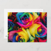 Roos regenboog briefkaart (Voorkant / Achterkant)