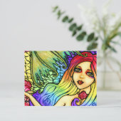 Roos  regenboogmeisjes Briefkaart (Staand voorkant)