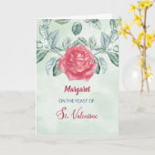 Roos Religieuze Feest van de St. Valentijn Kaart (Gele Bloem)