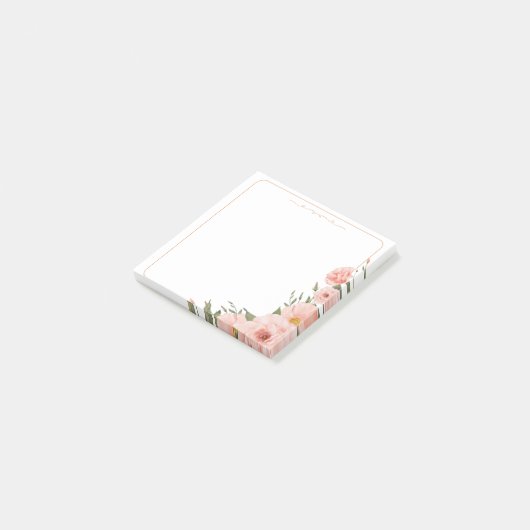 Roos Reverie – Blush Floral Post-it® Notes (Schuin)