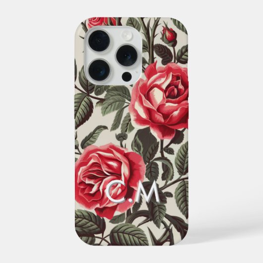 Roos Reverie Monogram iPhone Case Hoesje (Achterkant)