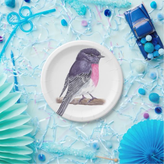 Roos robin papieren bordje (Feest)