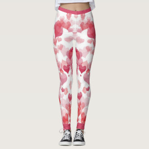 Roos rode drijvende harten leggings