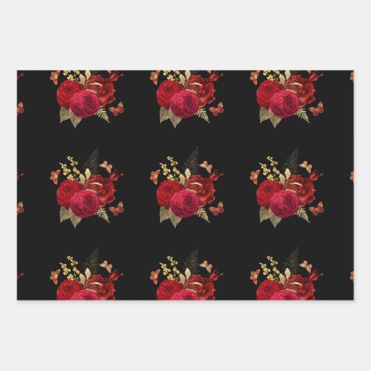 Roos rode goudWaterverf Inpakpapier Vel (Voorkant 2)