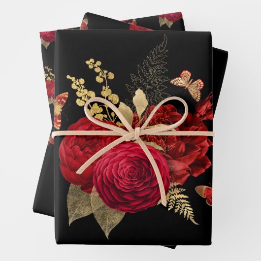 Roos rode goudWaterverf Inpakpapier Vel (In situ)