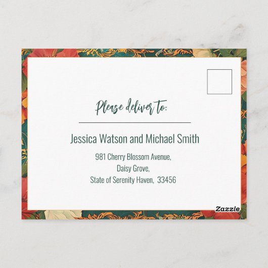 🌹 Roos Romance: Art Nouveau Splendor Briefkaart (Achterkant)