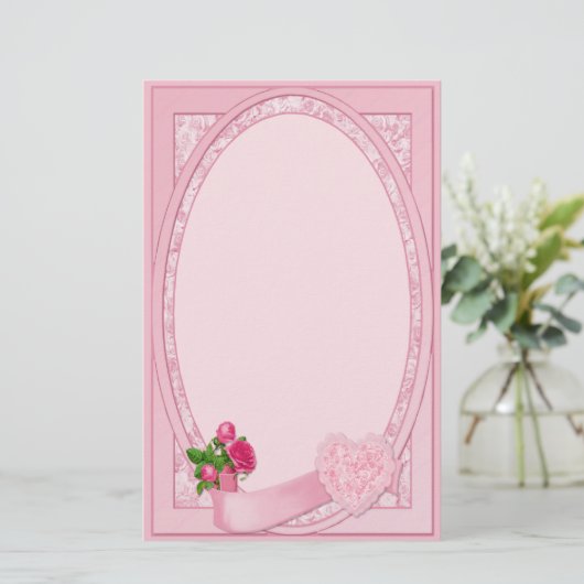 Roos Romance - briefpapier (Staand voorkant)