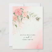 Roos Romantische Waterverf Wedding Pink Floral Inv Kaart (Achterkant)